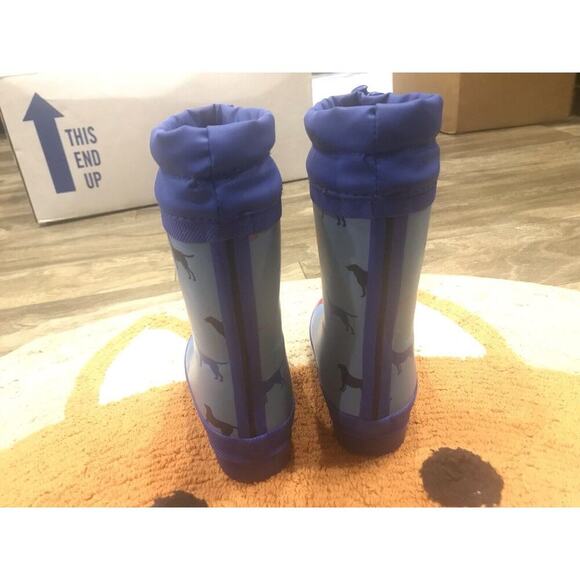 Hatley Toddler Boys Size 9 Red/Blue Dogs Sherpa Fleece Rain Boots. EUC - Picture 8 of 12